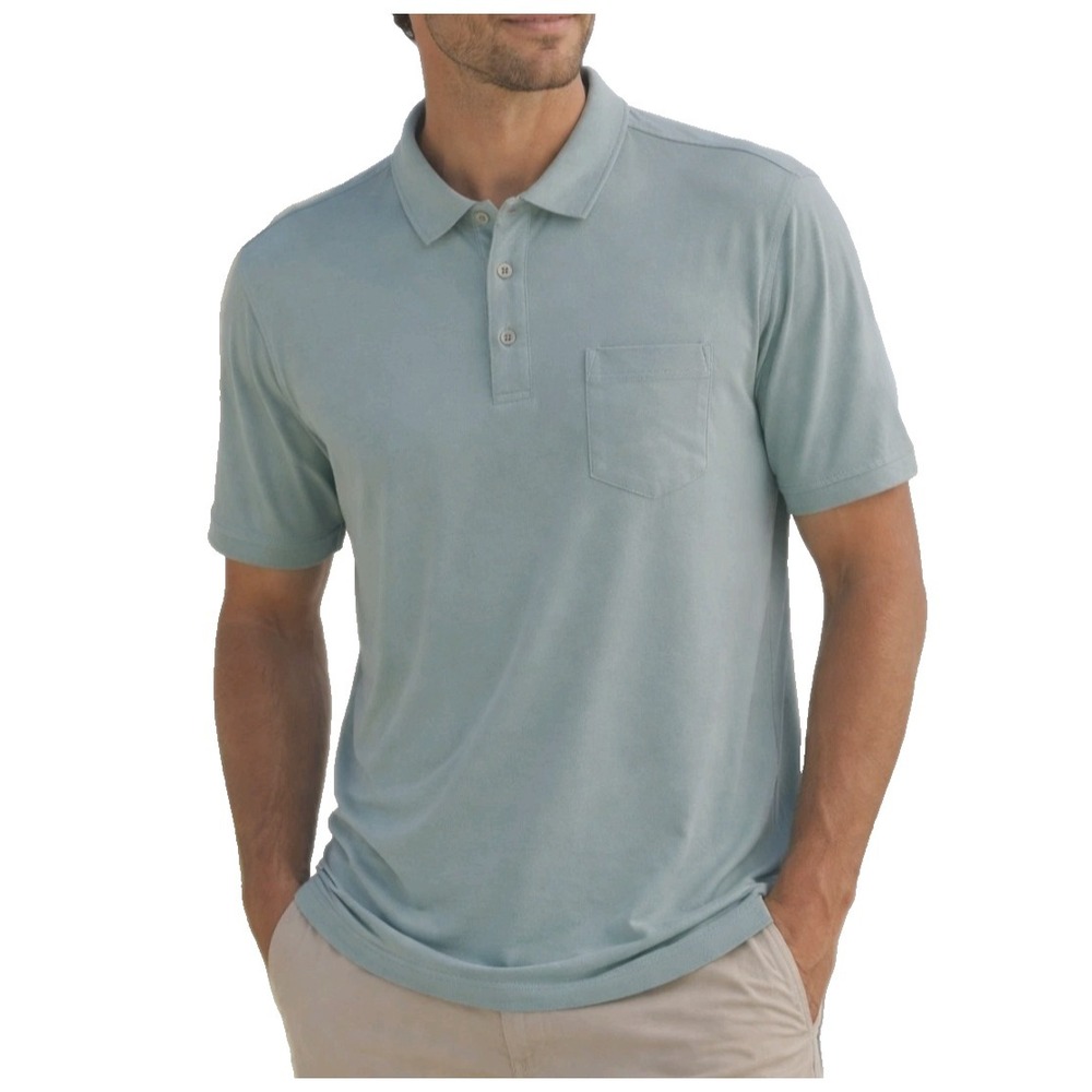 Toes On The Nose Pocket Polo Shirt Mens L Blue Smooth Knit Short Sleeve Pullover